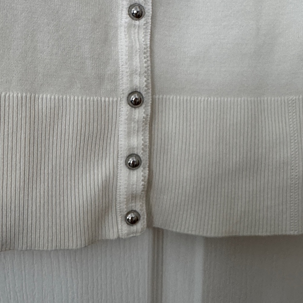 White House Cute Black Market Ivory Button-Front Sweater - Picture 4 of 8